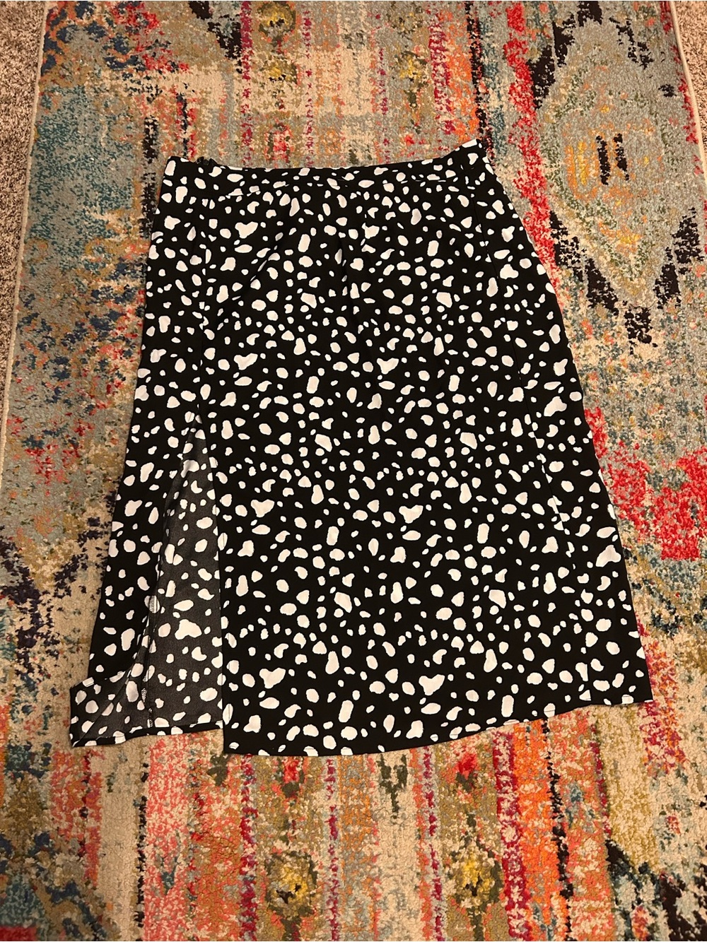 SHEIN Black and White Spot A-Line Skirt